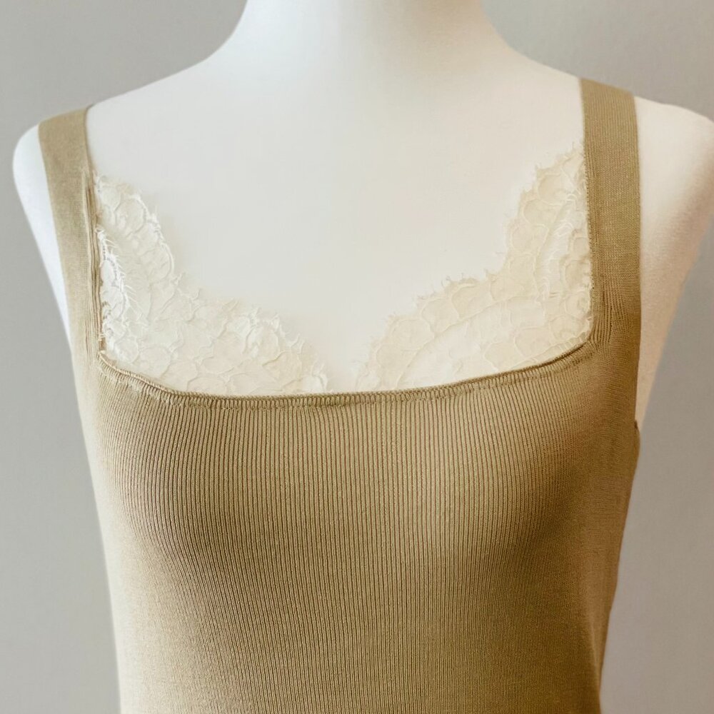 Valentino Cotton Blend Top with Lace Detail